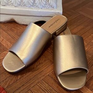 Comfort view Gold Women's Slide Sandals sola size 9